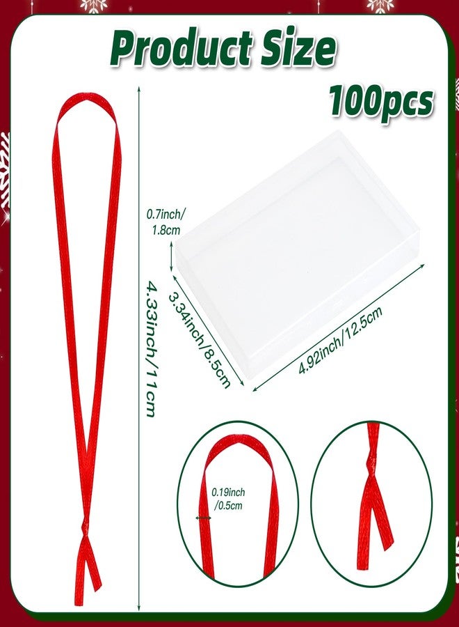 RHOttbiy Christmas Ornament Ribbon Hangers, 100 Pcs Christmas Ornament Hangers String Christmas Tree Lanyard String Red Thin Hand-Tied Ornament Ribbon Loops for Christmas Tree Holiday Party Hanging Decorations - Image 3